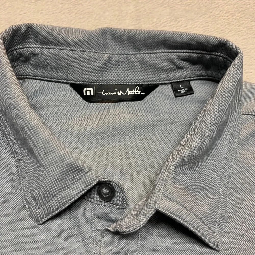 Travis Mathew Polo Shirt Mens L Gray Short‎ Sleeve Lumberjack Axe Man